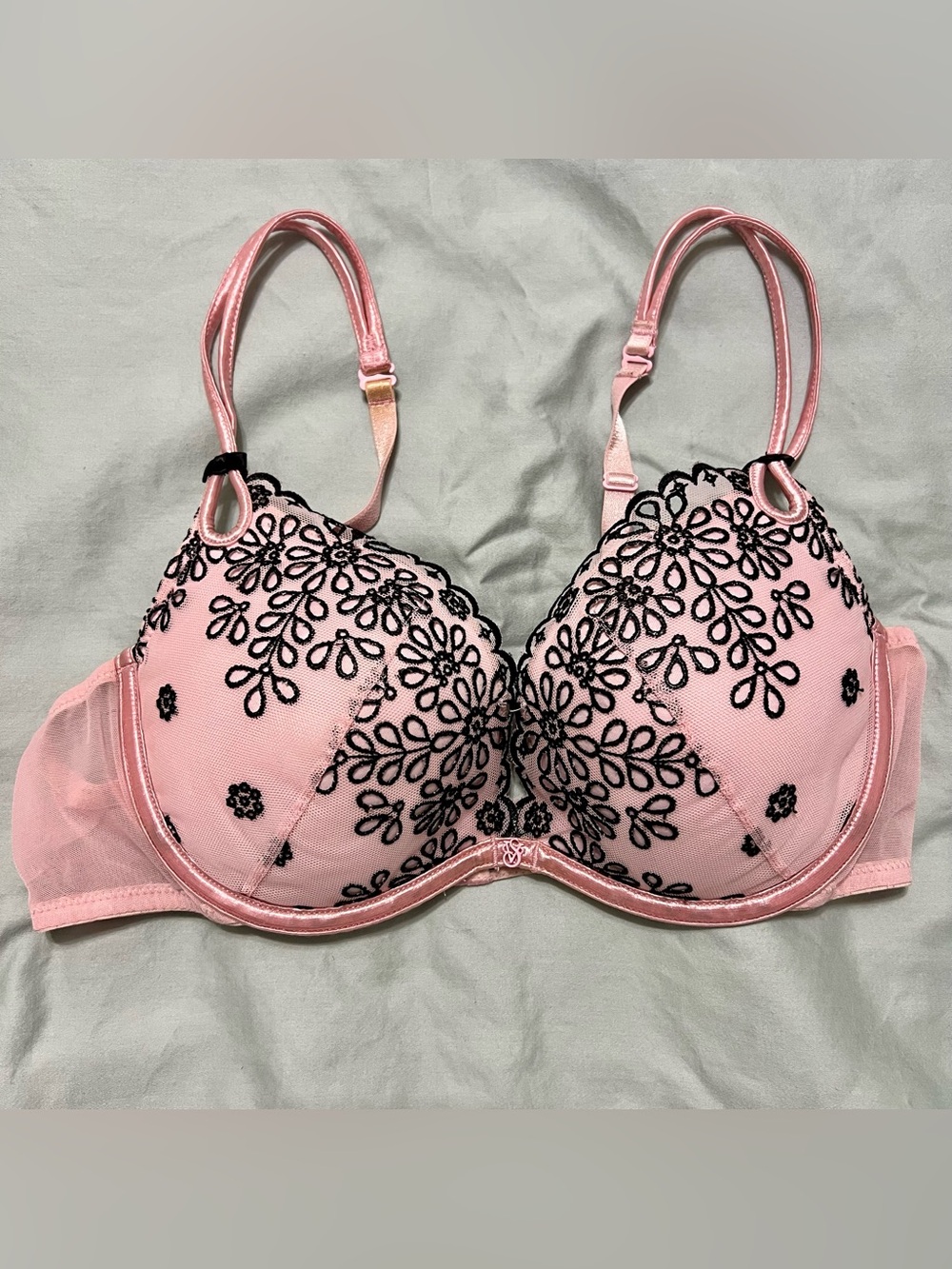 Victoria's Secret Sexy Little Things Padded Bra | Pink & Black Lace Mesh | 36B